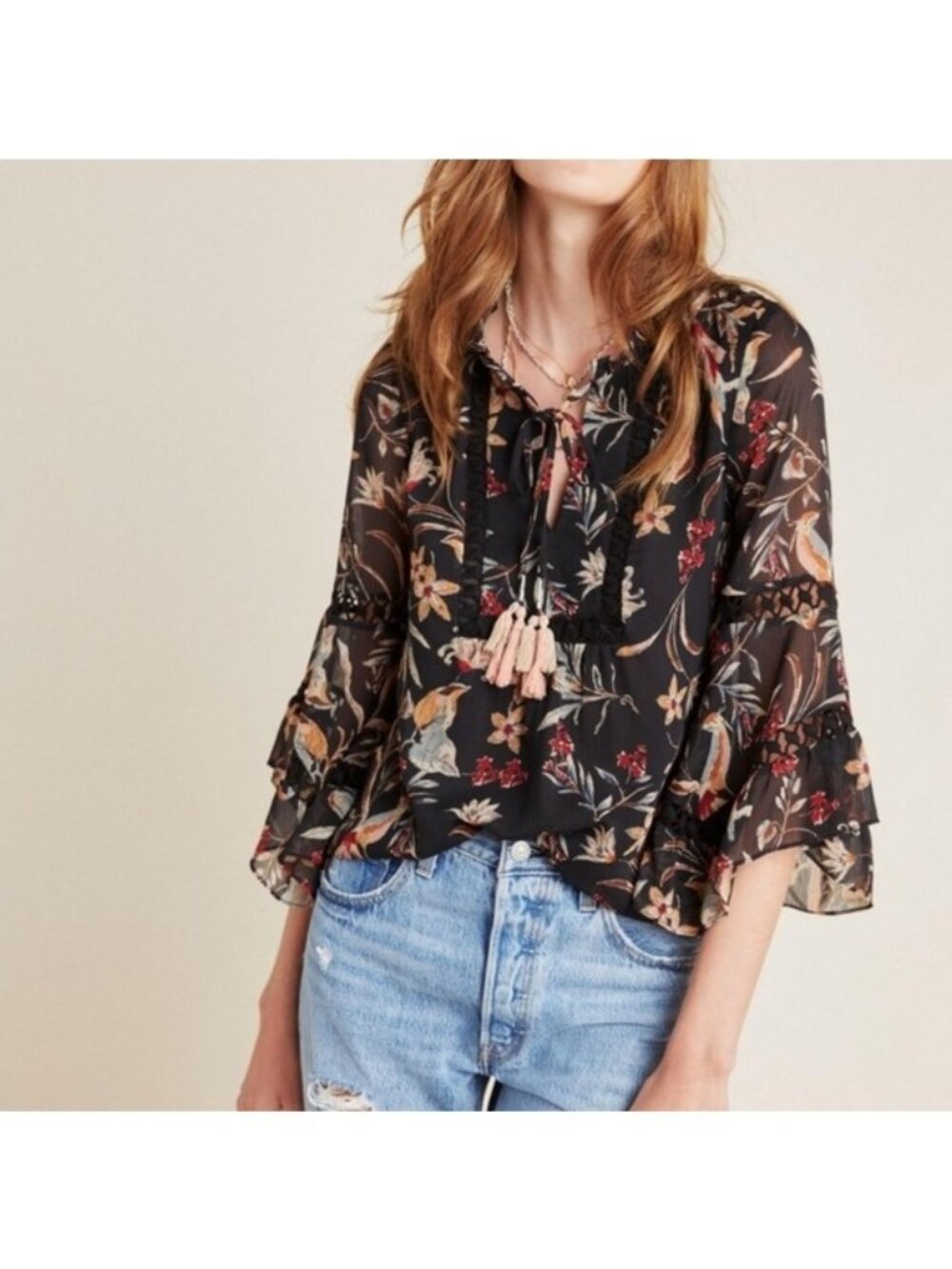 Anthropologie Maeve Odette Floral Peasant Blouse